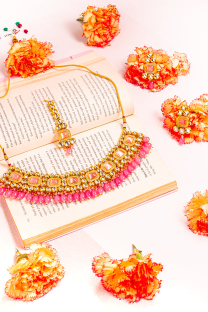 Jewel of Jahan Pink Kundan Necklace