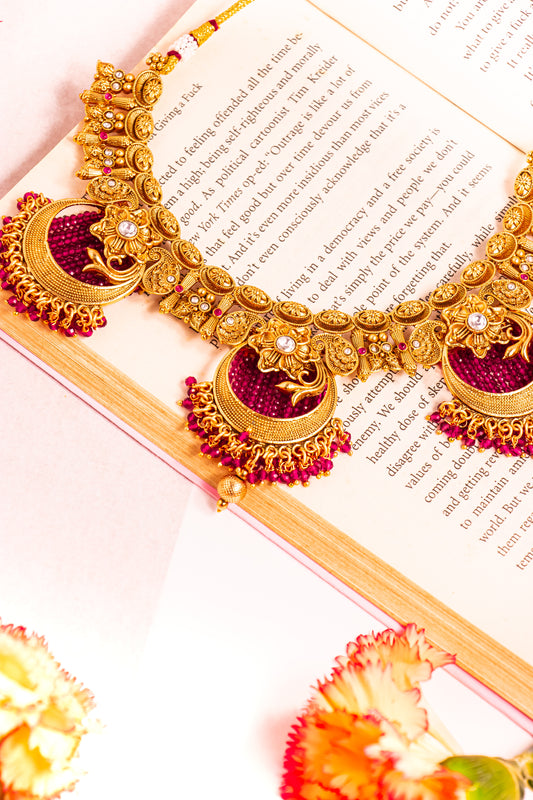 Chitralekha Elegance Ruby Necklace Set