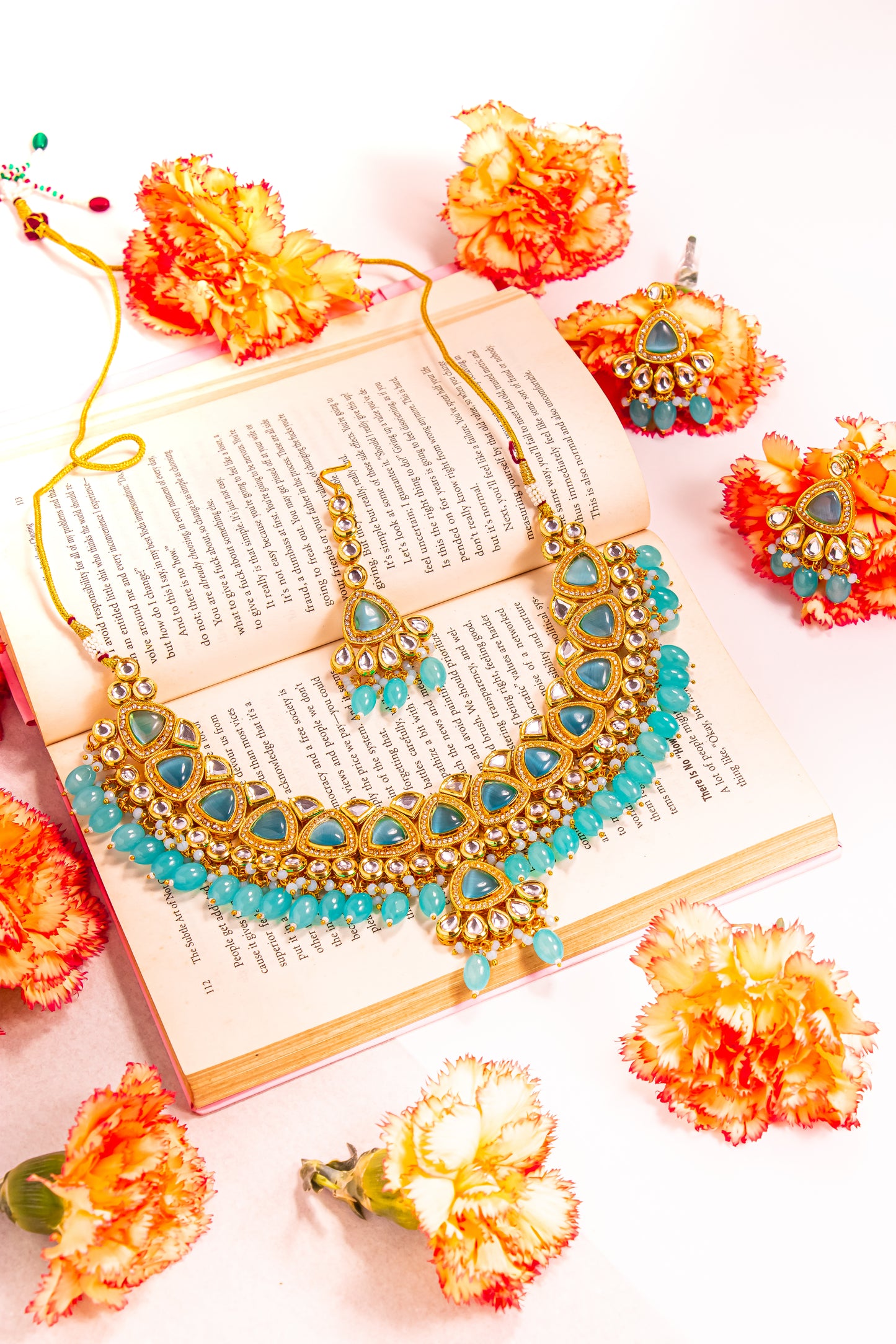 Jahan's Reflection Blue Kundan Necklace Set
