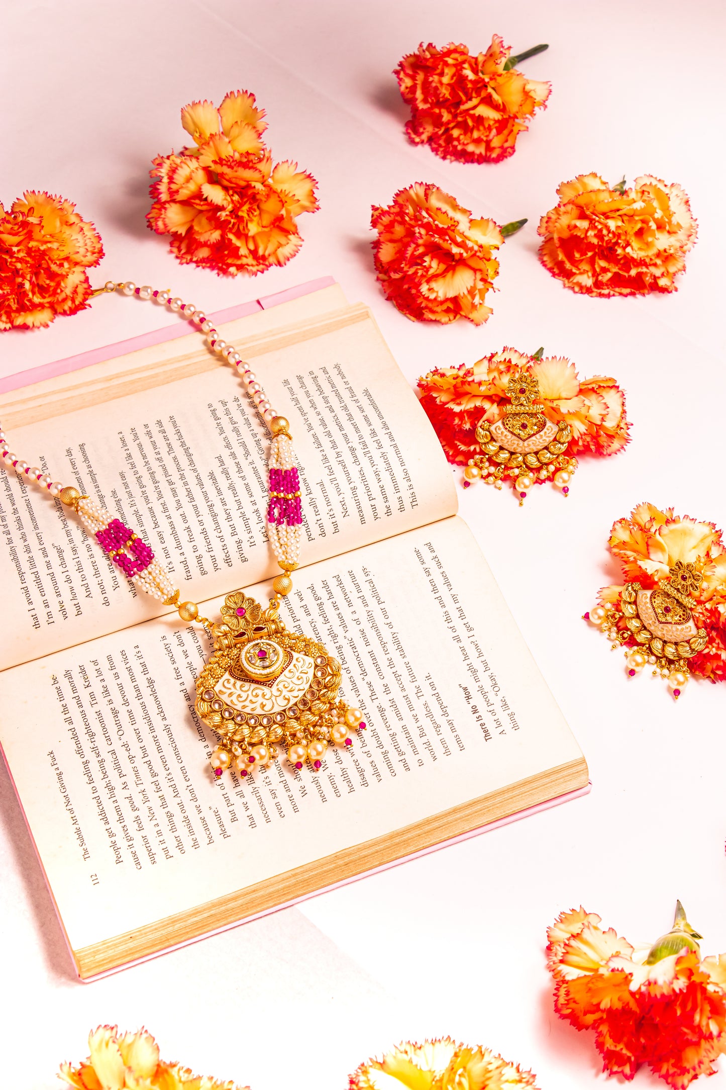 Divine Lotus Polki Long Necklace Set
