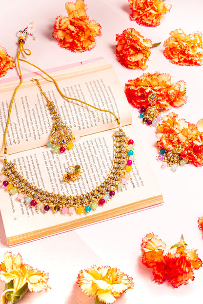 Jahan's Mirage Multicolour Kundan Necklace Set