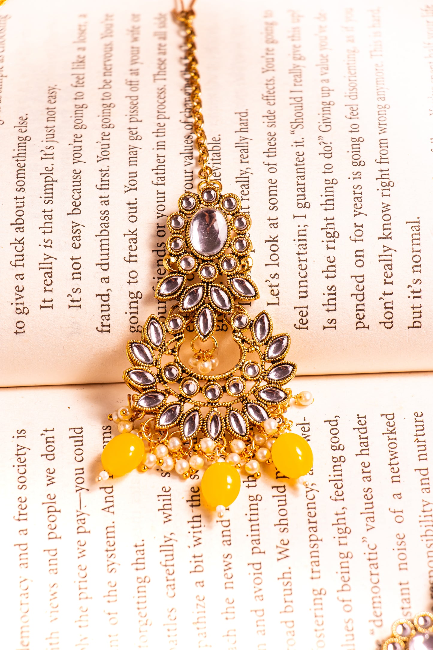 Noor's Journey  Yellow Kundan Necklace Set