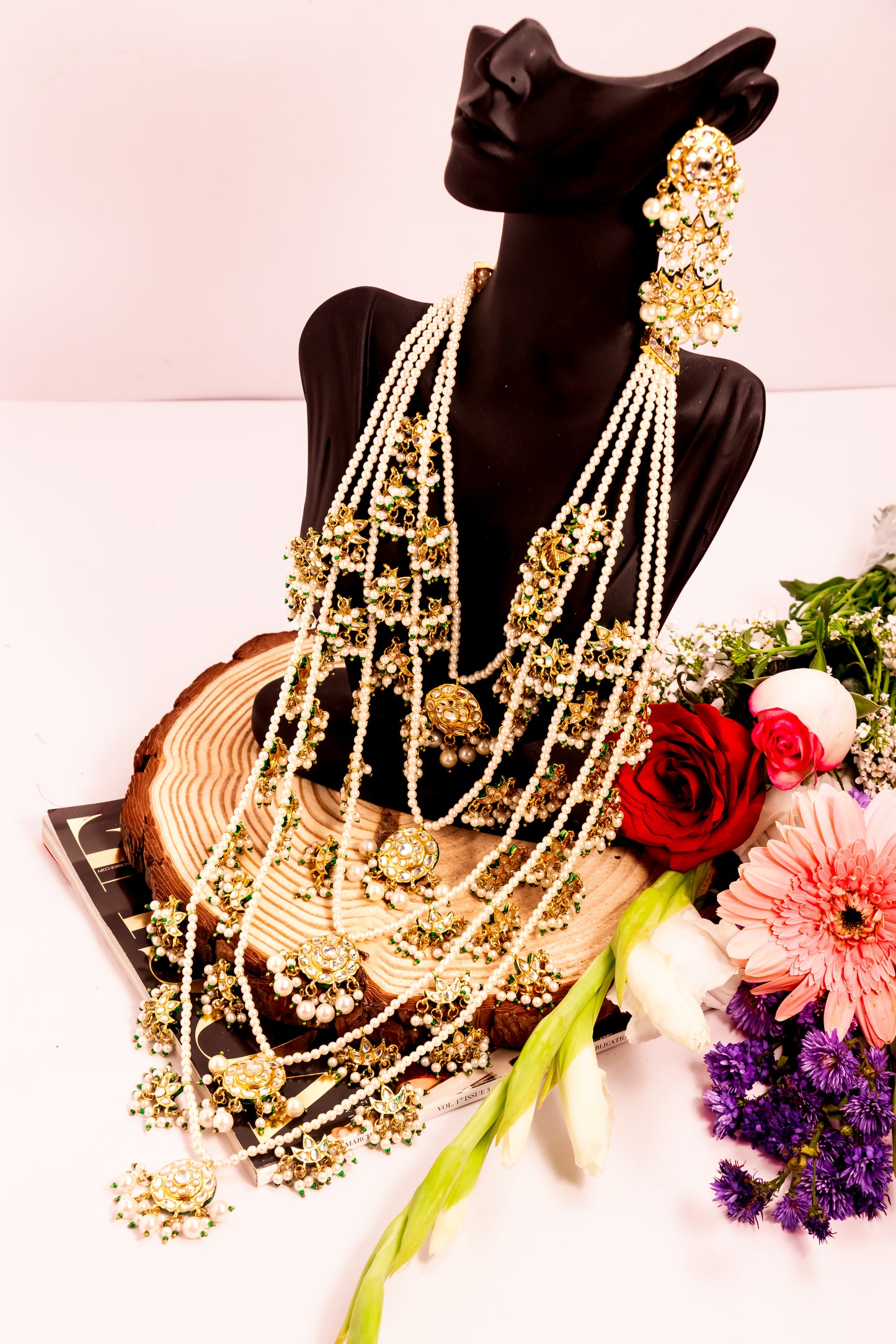 Jahan's Luster Long Kundan Necklace Set