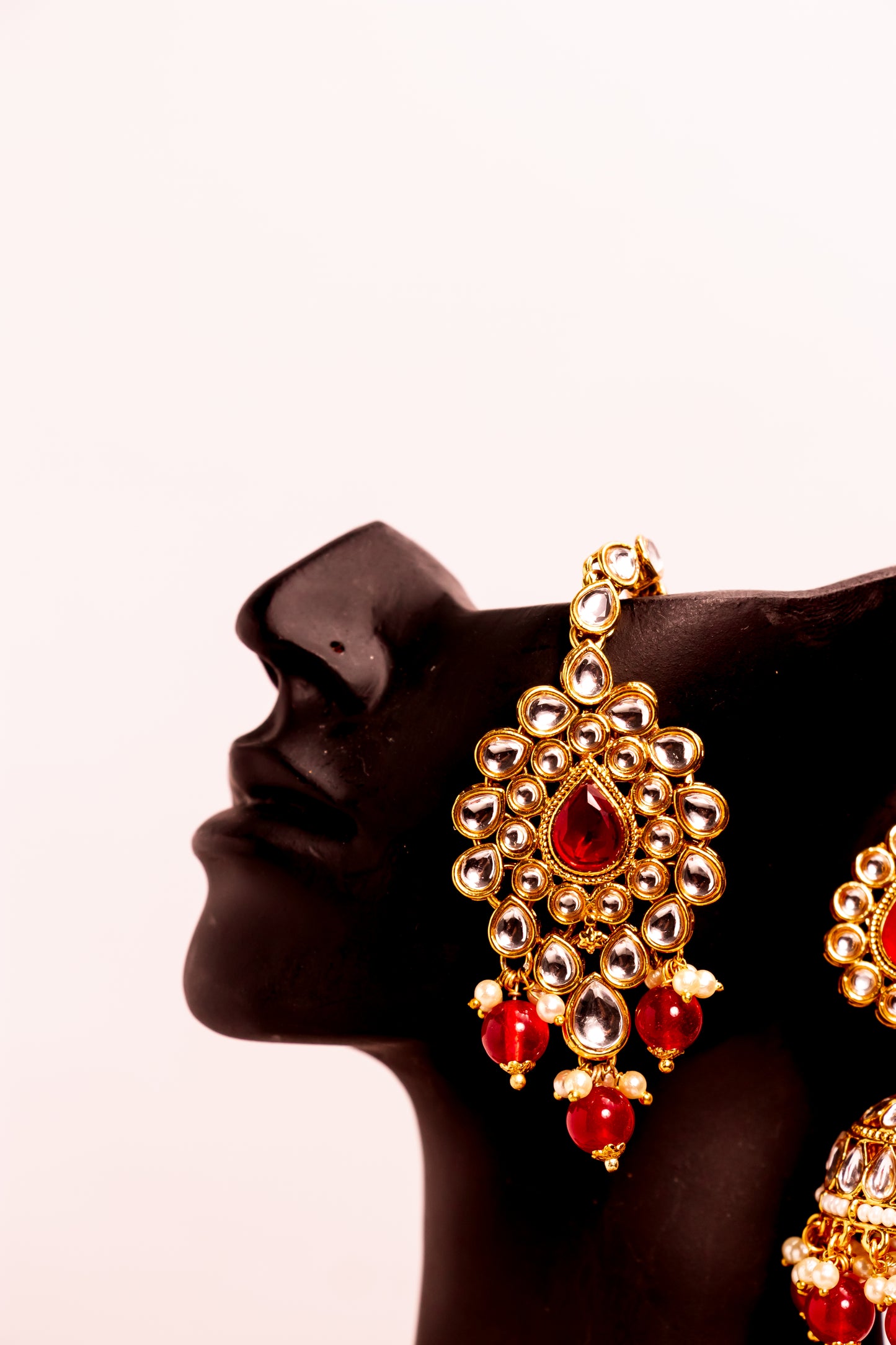 Noor's Serenity Red Kundan Necklace Set
