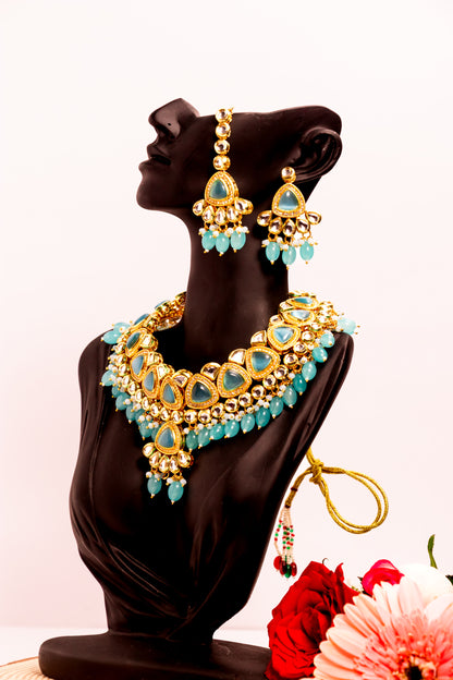 Jahan's Reflection Blue Kundan Necklace Set