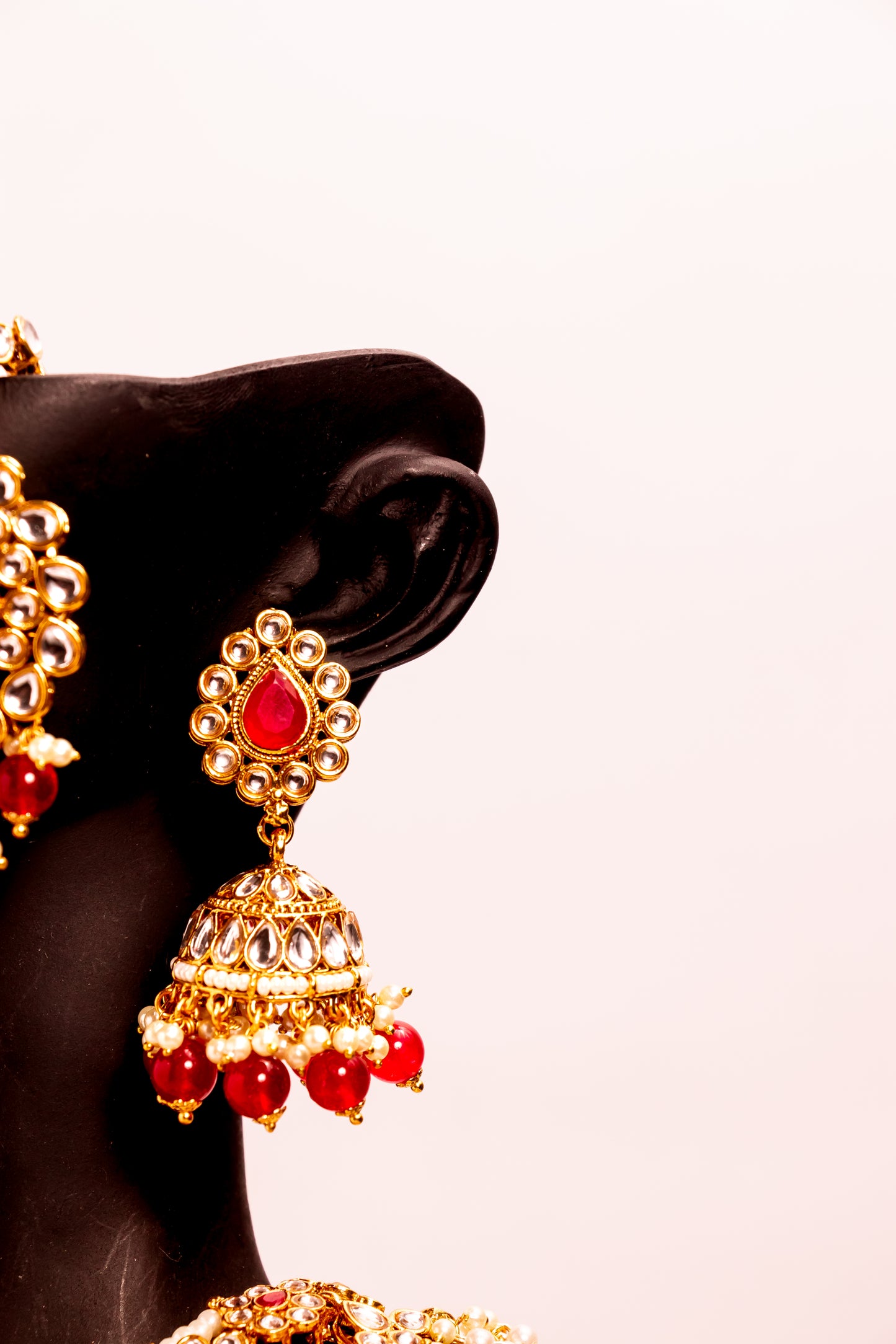Noor's Serenity Red Kundan Necklace Set
