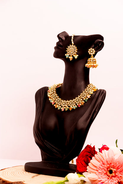Jahan's Heart Multicolour Kundan Necklace Set