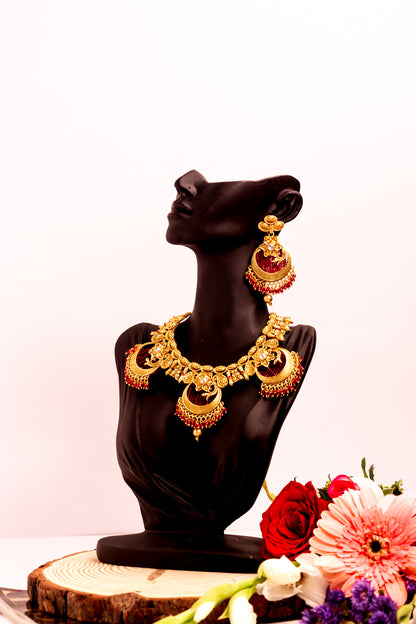 Chitralekha Elegance Ruby Necklace Set