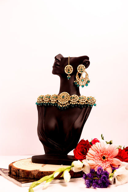 Lotus Dream Polki Choker Necklace Set