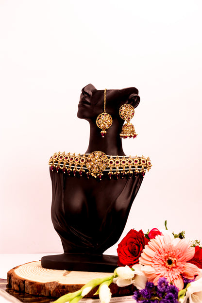 Padmini Polki Purple Choker Necklace Set