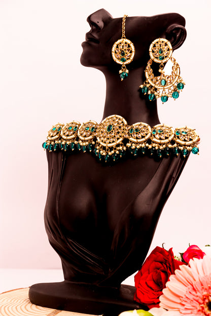 Lotus Dream Polki Choker Necklace Set