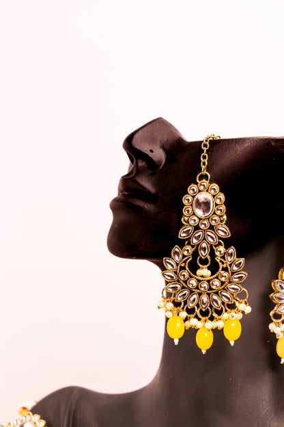 Noor's Journey  Yellow Kundan Necklace Set