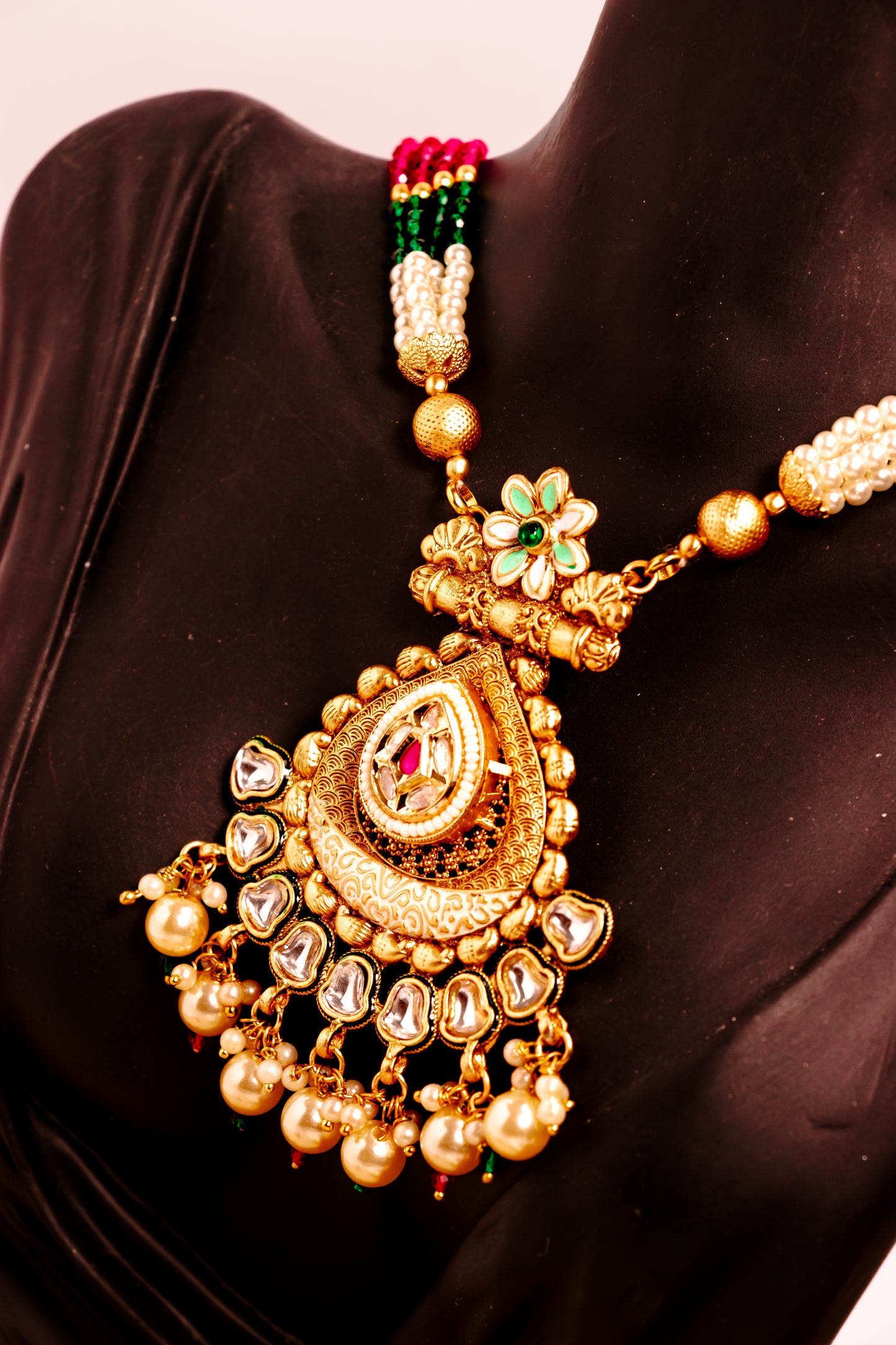 Majestic Padma Kundan Long Necklace Set