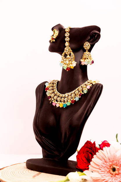 Jahan's Mirage Multicolour Kundan Necklace Set