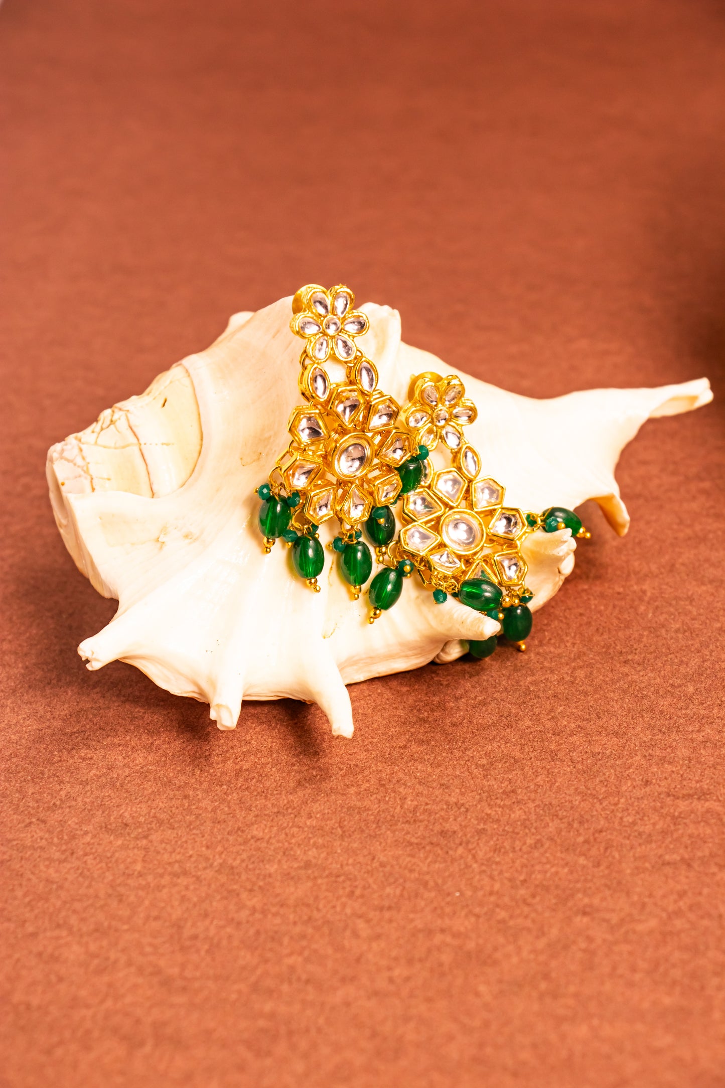 Jahan's Radiance Green Kundan Necklace Set