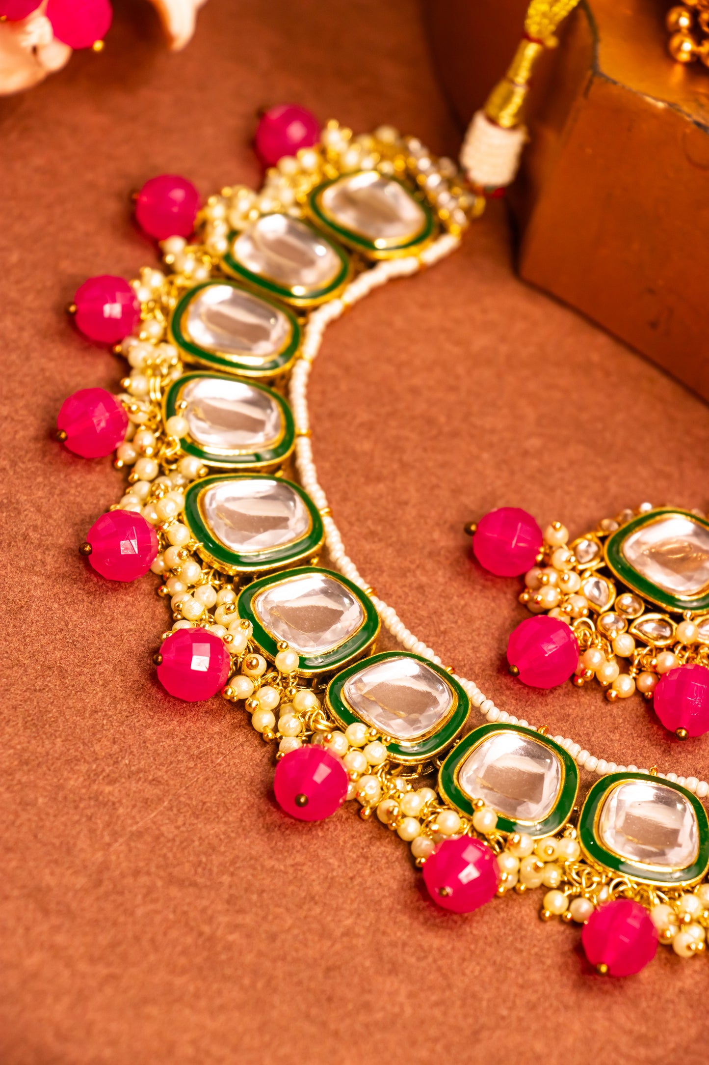 Noor Elegance Pink Kundan Necklace Set