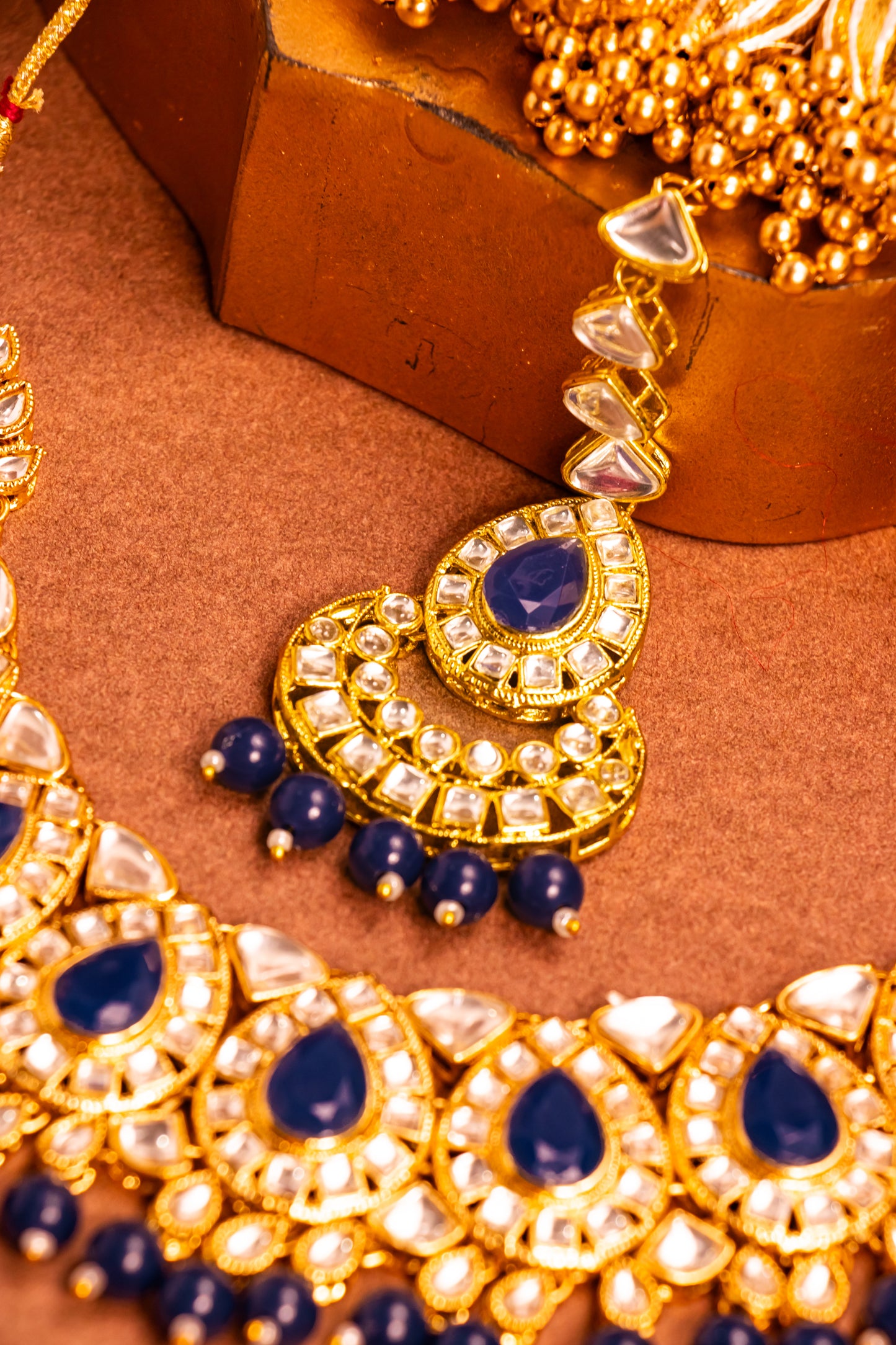 Jahan's Whisper Blue Kundan Necklace Set