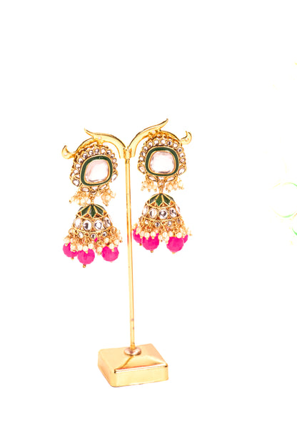 Noor Elegance Pink Kundan Necklace Set