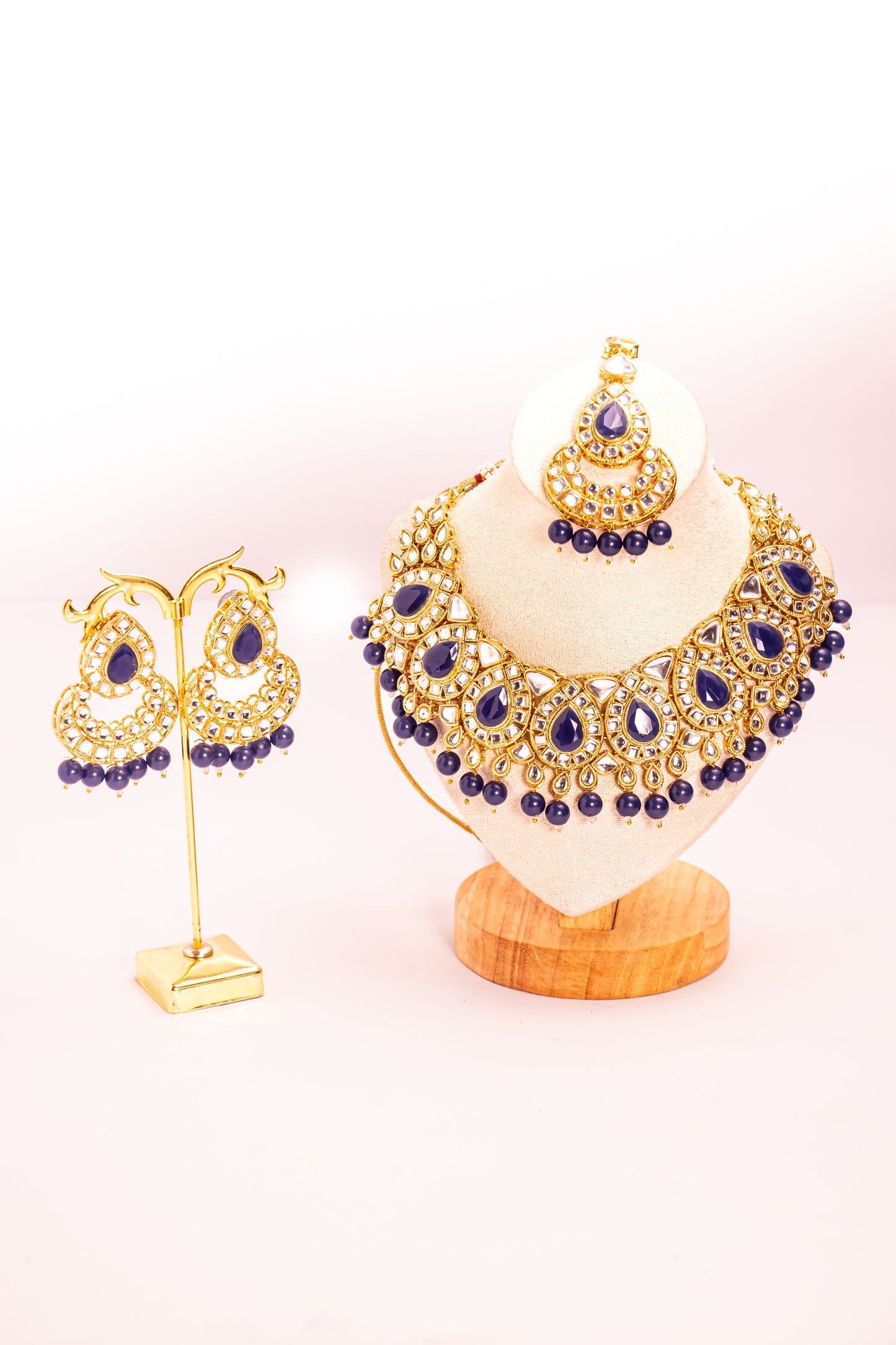 Jahan's Whisper Blue Kundan Necklace Set