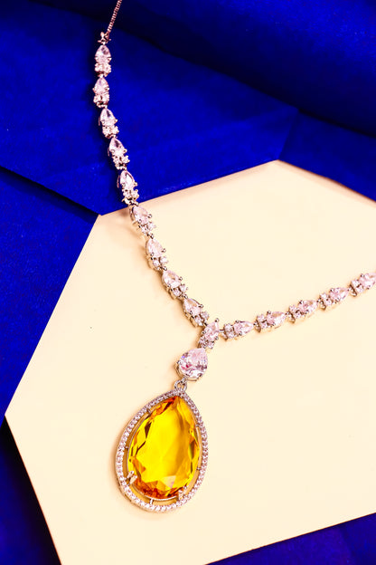 Yellow Sapphire Crown Necklace Set