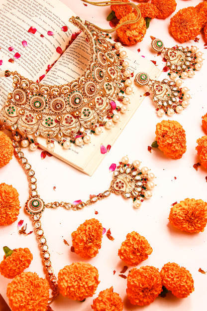 Kasturi Semi Bridal Kundan Necklace Set