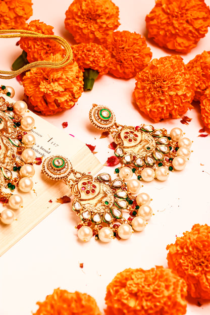 Kasturi Semi Bridal Kundan Necklace Set