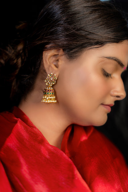 Enchanted Pink Padmavati Kundan Earrings