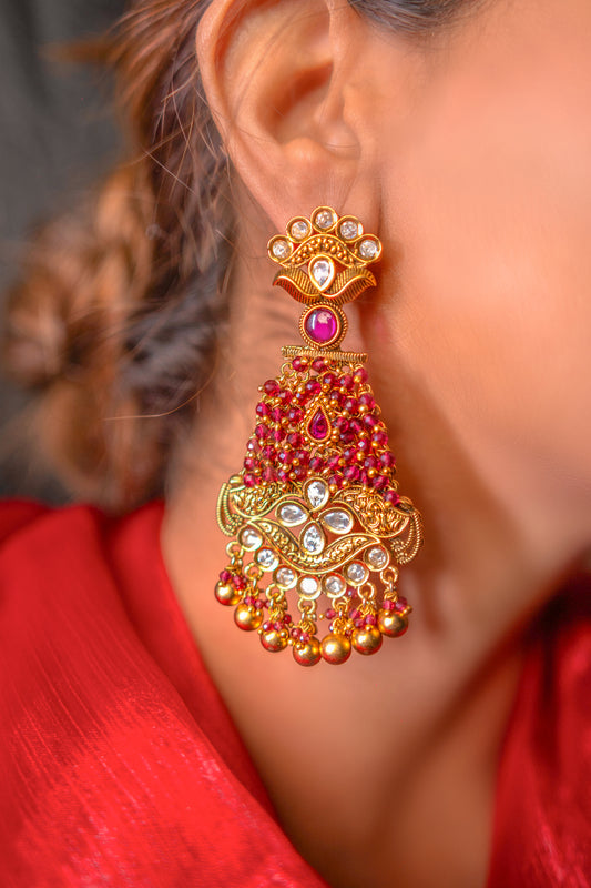 Goddess of Padmavati Golden Earrings