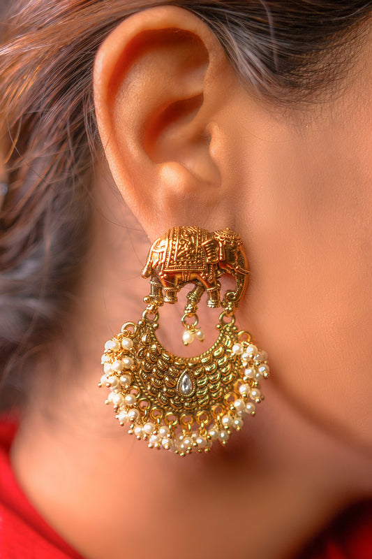 Radiant Eravat Kundan Padmavati Golden Earrings