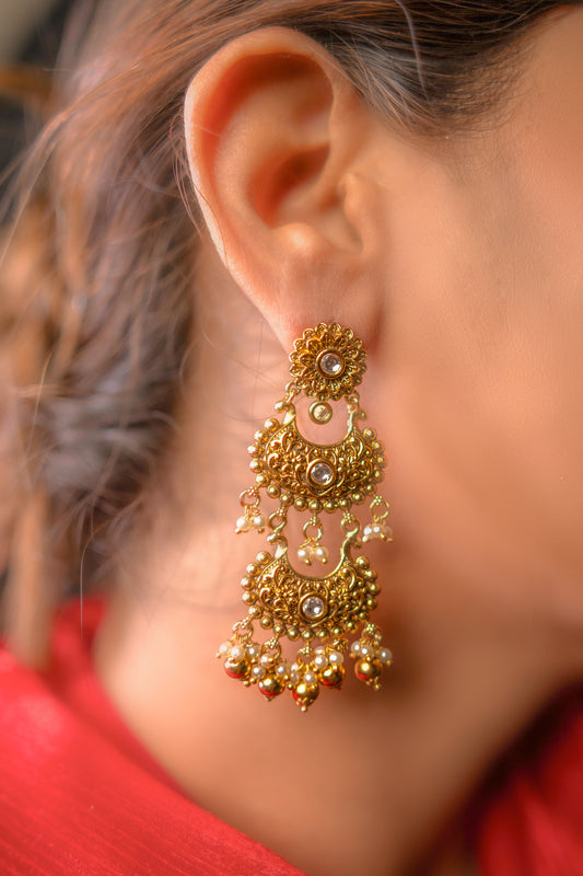 Regal Reflection Golden Padmavati Earrings