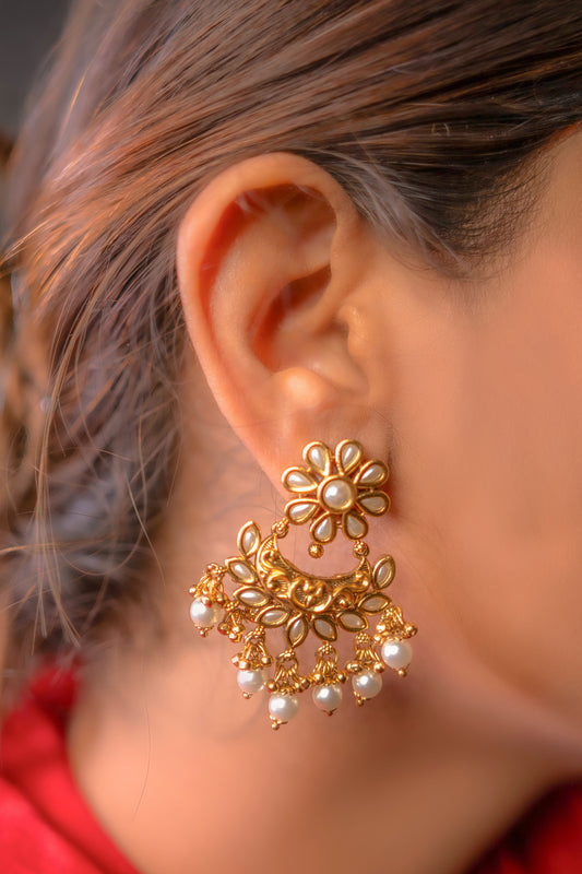Valor Bloom Polki Padmavati Pearl Earrings