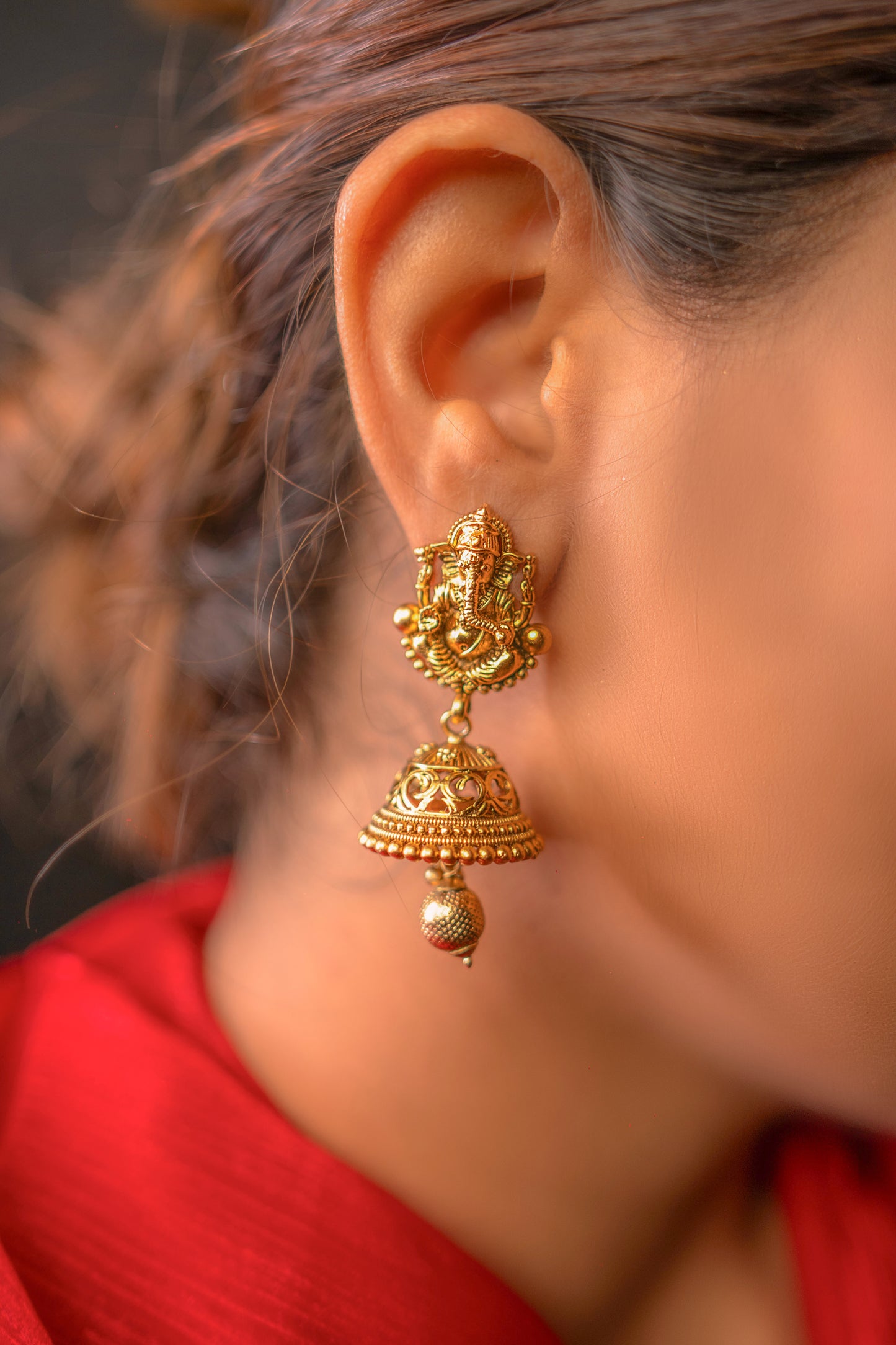 Seraphic Ganesha Padmavati Golden Earrings