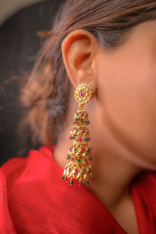 Serene Multicolour Padmavati Jhumka Earrings