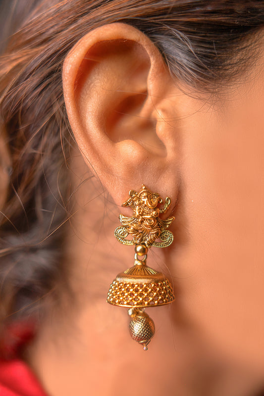 Ganesha Resurgence Padmavati Golden Earrings