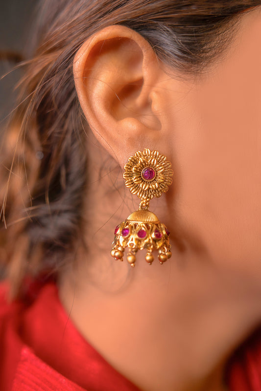 Divine Padmavati Golden Earrings