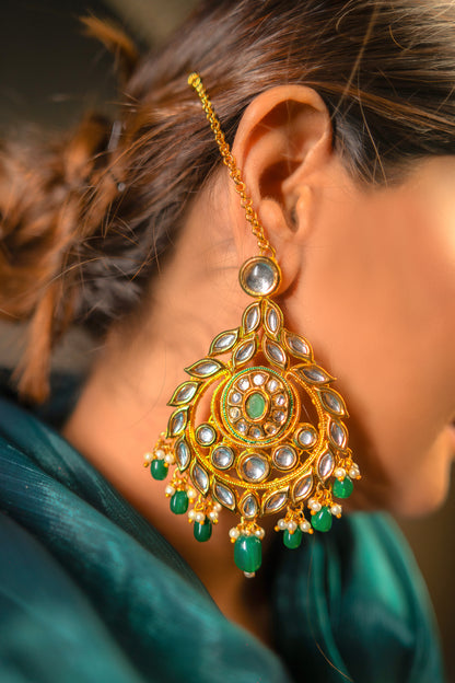 Noor Royal Enchantment Green Kundan Earrings