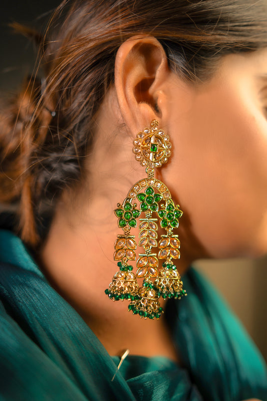 Noor Luminous Legacy Green Polki Earrings