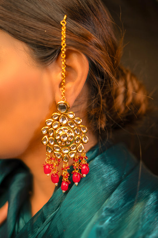 Noor Jewel of the Moon Red Kundan Earrings
