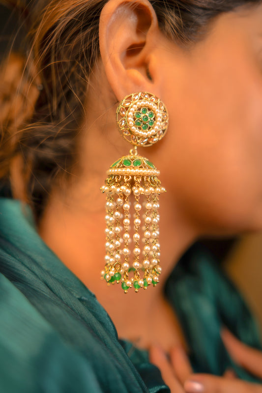 Padmavati Timeless Radiance Green Polki Earrings