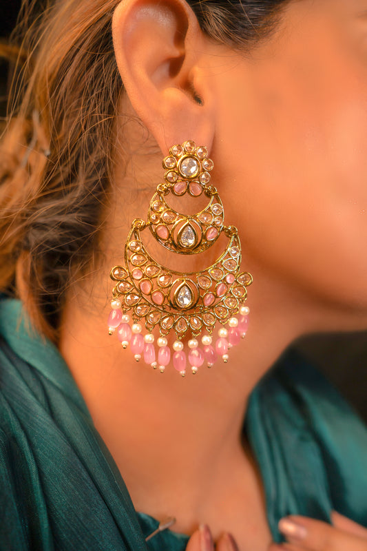 Noor Opulent Whisper Pink Polki Earrings