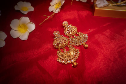 Celestial Beauty Golden Polki Earrings - ELYSIAN GODDESS