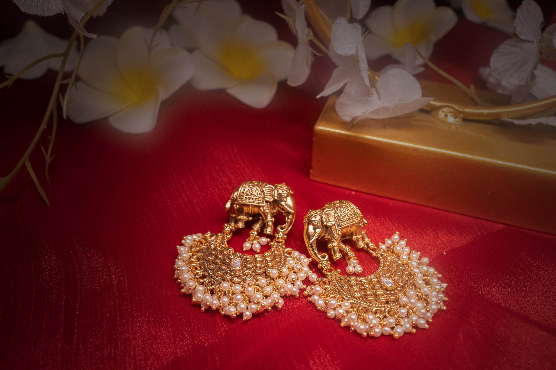 Radiant Eravat Kundan Golden Earrings - ELYSIAN GODDESS
