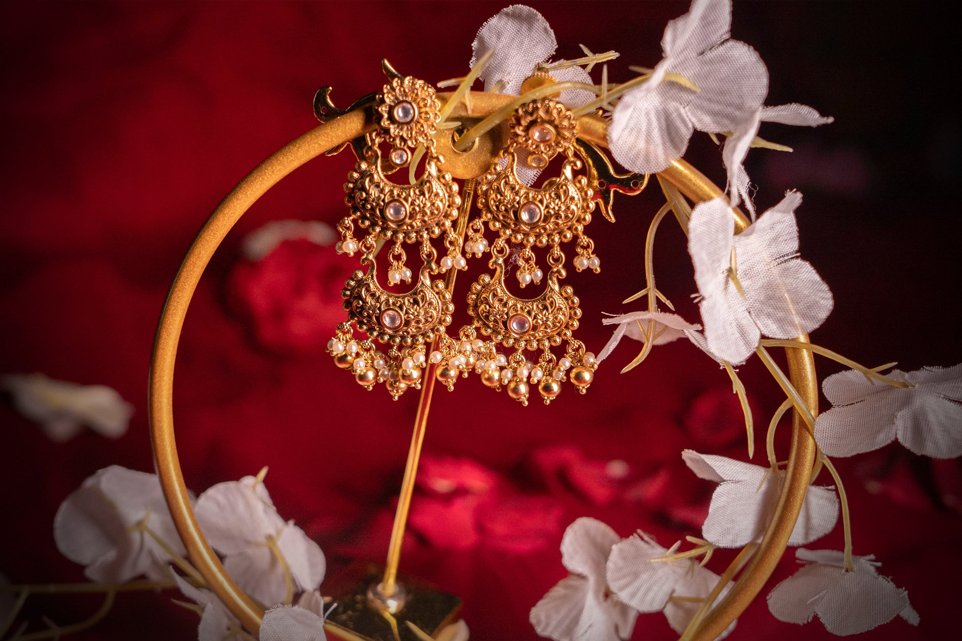 Regal Reflection Royal Golden Earrings - ELYSIAN GODDESS