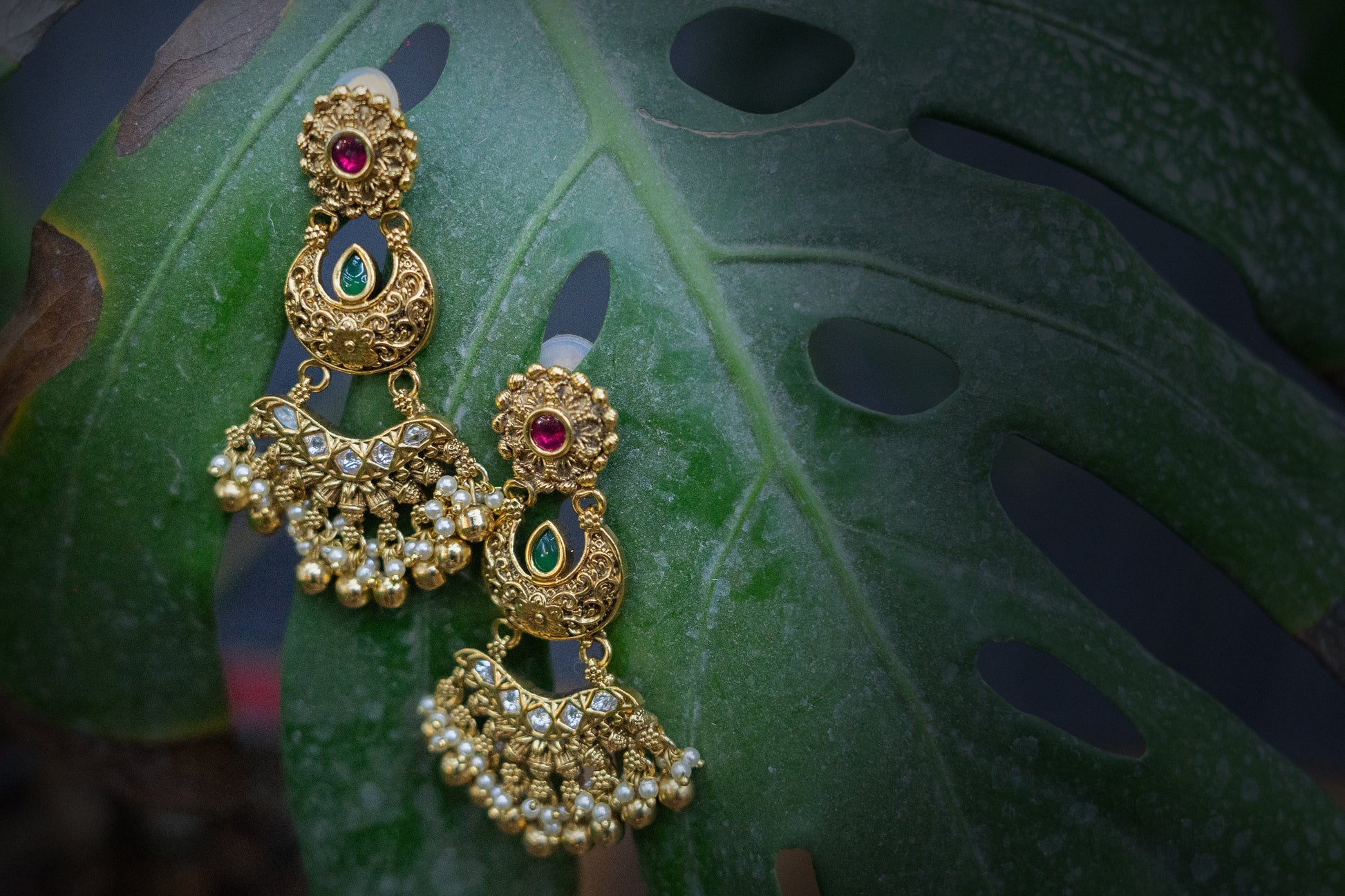 Majestic Petal Kundan Earrings - ELYSIAN GODDESS