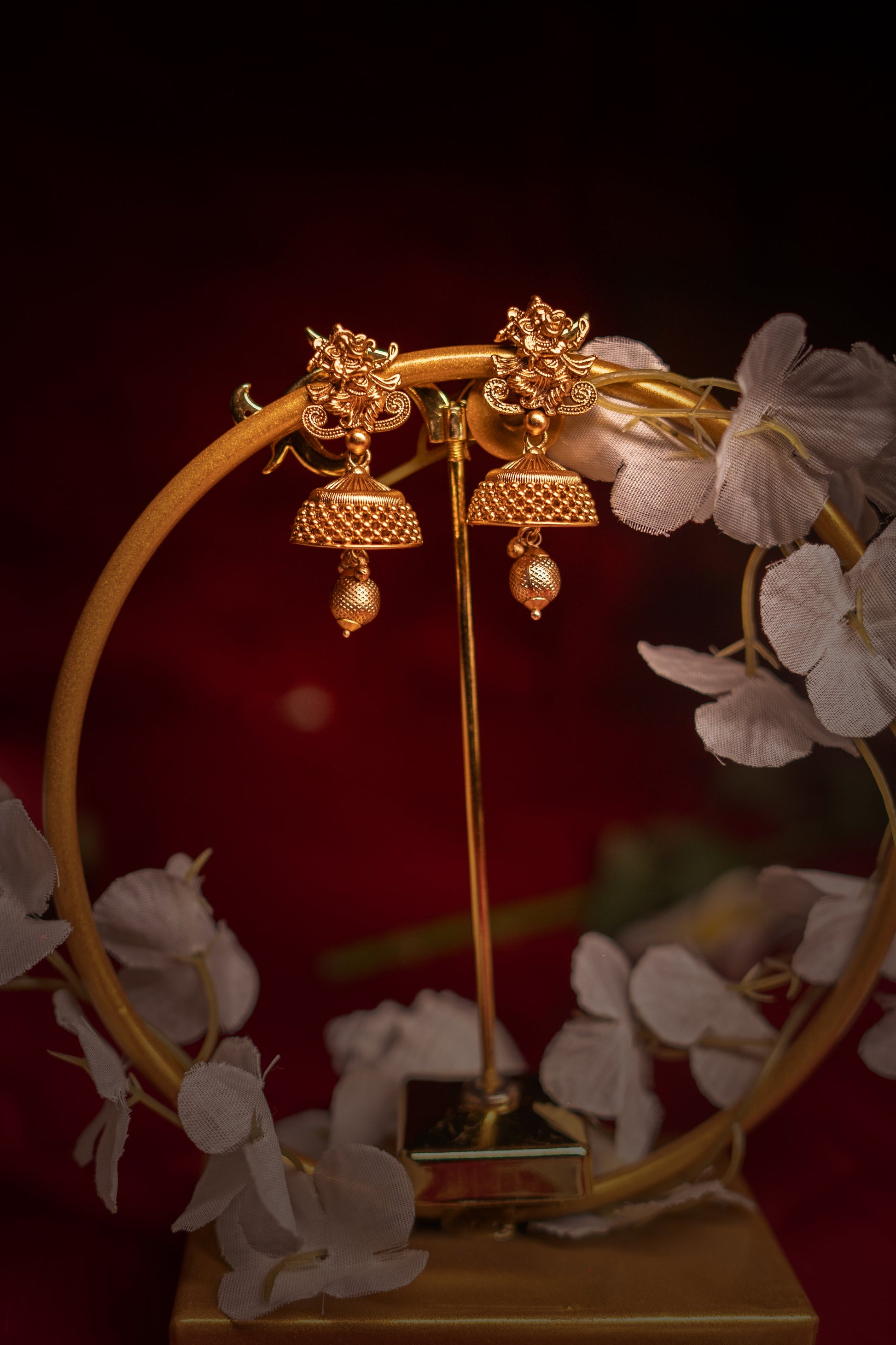 Royal Resurgence Ganesha Golden Earrings - ELYSIAN GODDESS