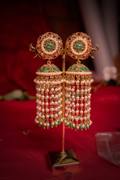 Timeless Radiance Green Polki Earrings - ELYSIAN GODDESS