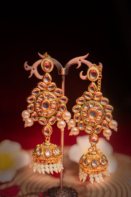 Enchanted Aura Kundan Green Earrings - ELYSIAN GODDESS