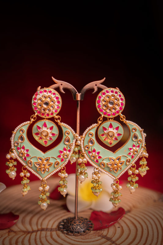 Starlit Elegance Green Kundan Earrings - ELYSIAN GODDESS