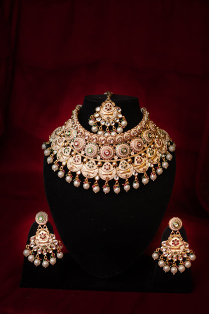 Kasturi Semi Bridal Kundan Necklace Set