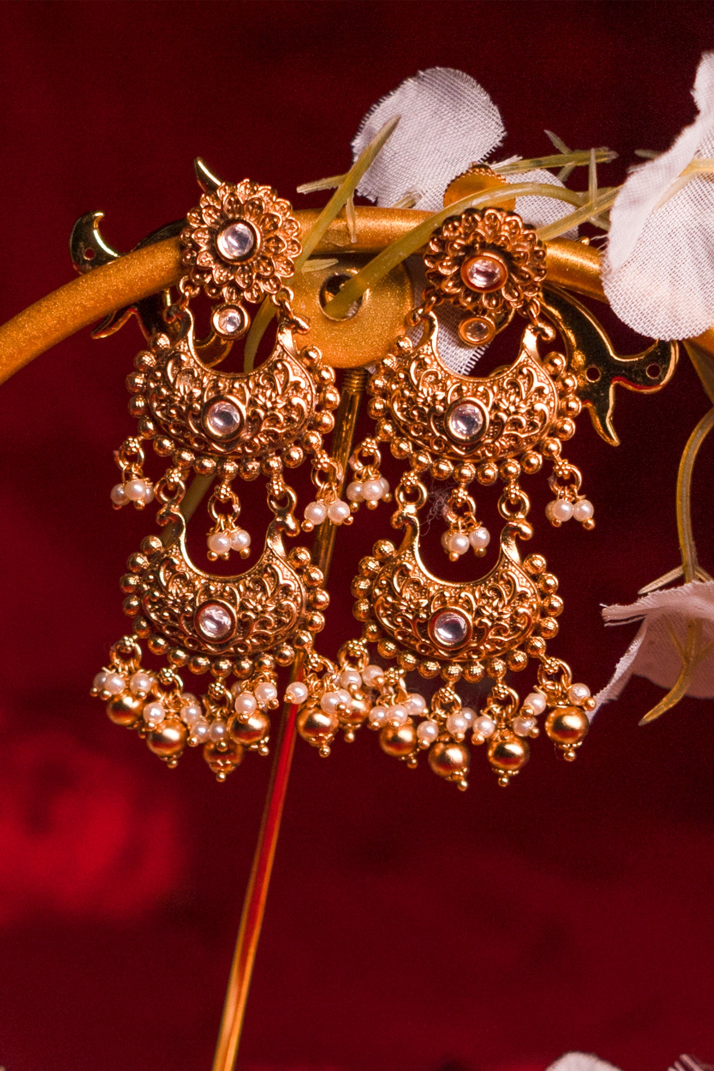 Regal Reflection Golden Padmavati Earrings